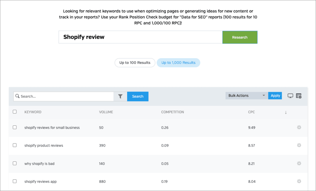 Performing keyword research in Raven Tools