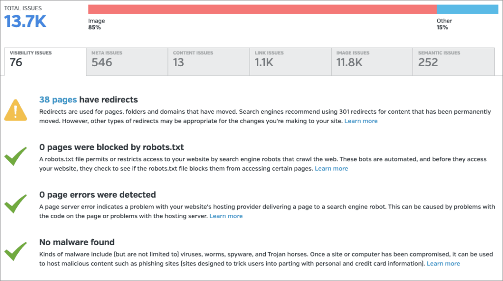 Running a site audit in Raven Tools