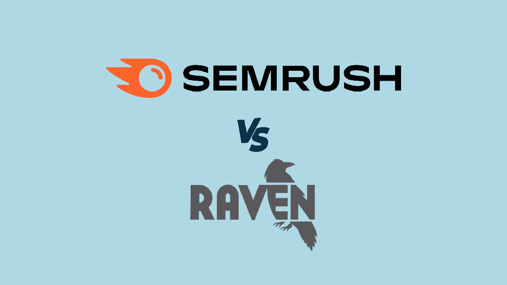 'Semrush vs Raven Tools' — the Semrush and Raven Tools logos on a light blue background.