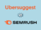 The Ubersuggest and Semrush logos on a pale blue background.