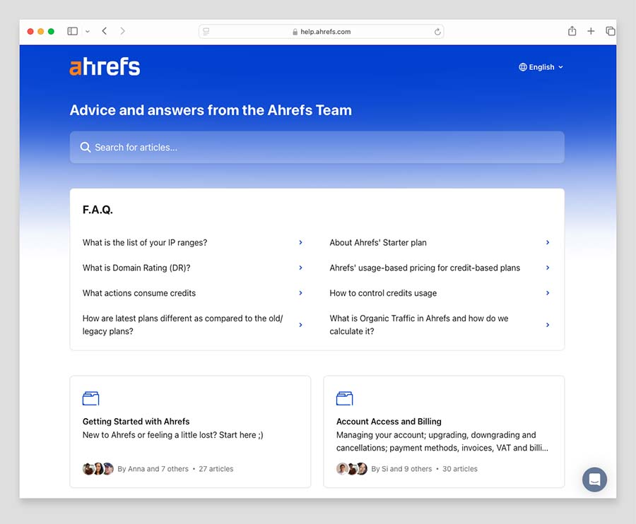 Ahrefs' help portal