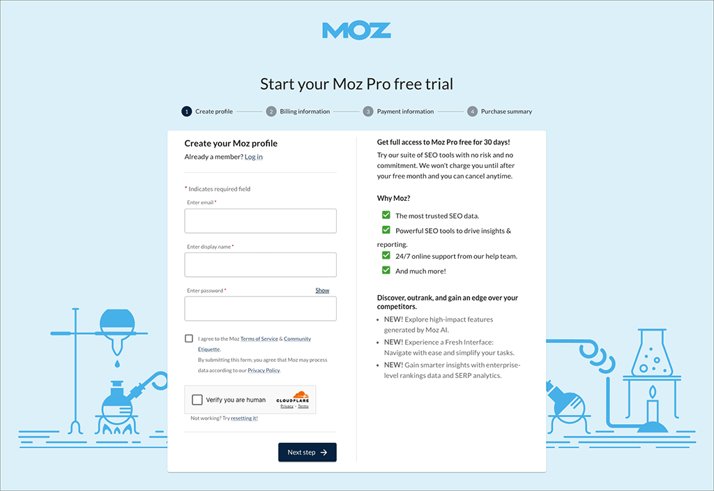 The Moz free trial