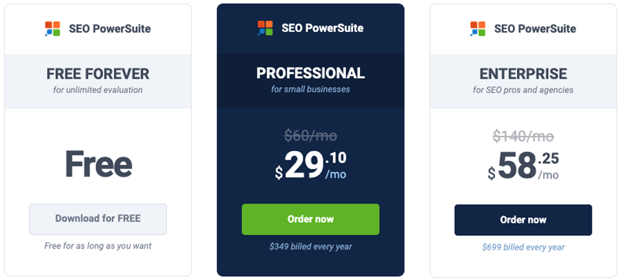 SEO PowerSuite pricing