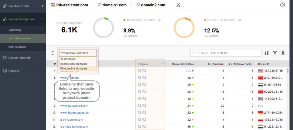 SEO PowerSuite's 'link intersection' tool