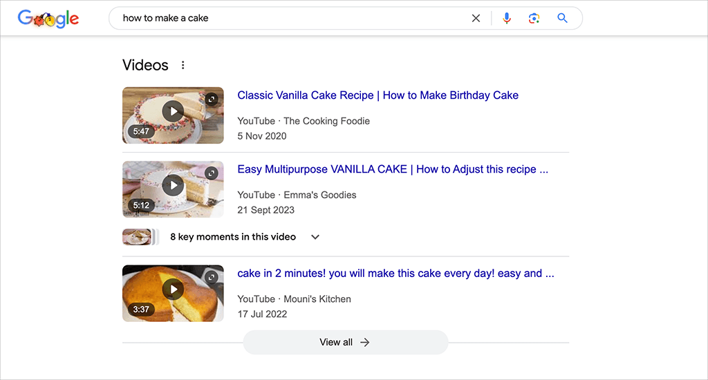 YouTube content being displayed in Google