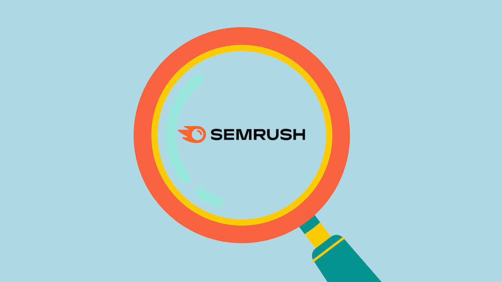 How to do keyword research with Semrush (image of the Semrush logo and a magnifying glass)