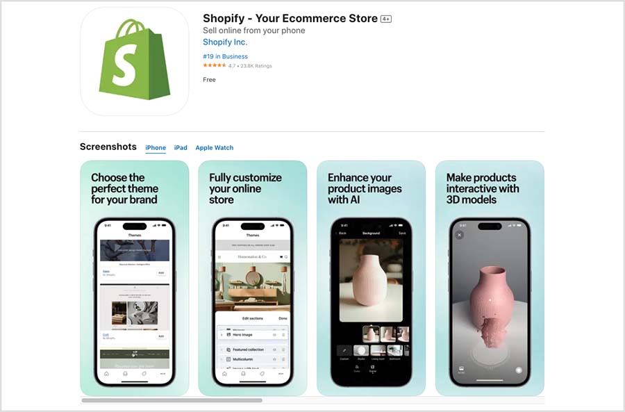 Shopify's mobile app (iOS version)