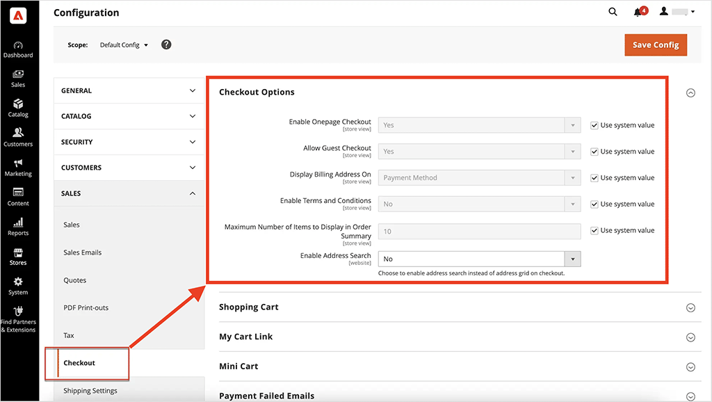 Checkout settings in Adobe Commerce